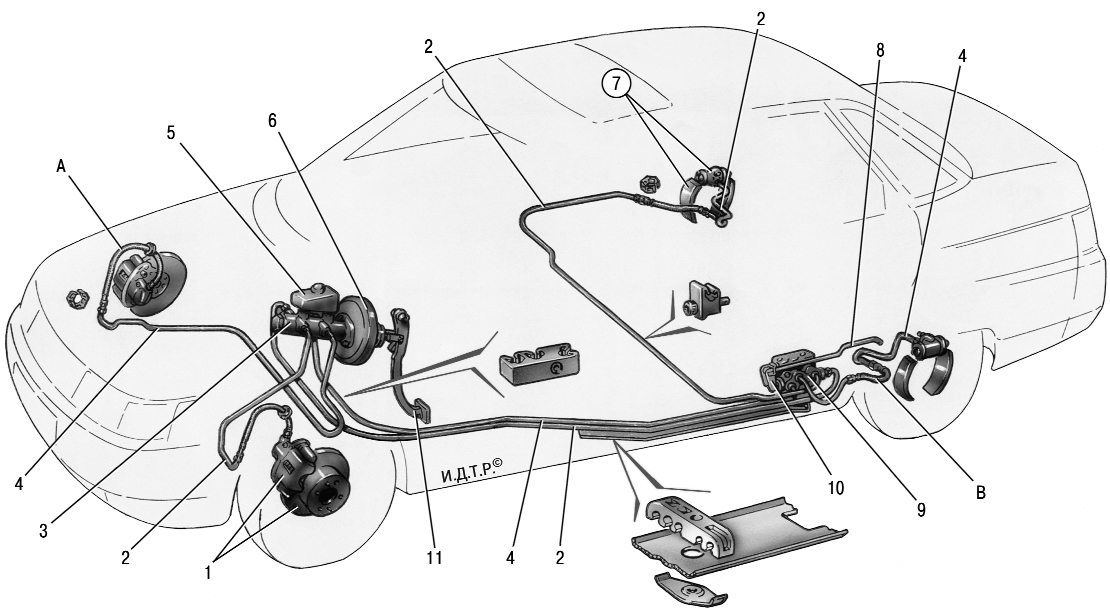 Схема тормозной системы ВАЗ 2110